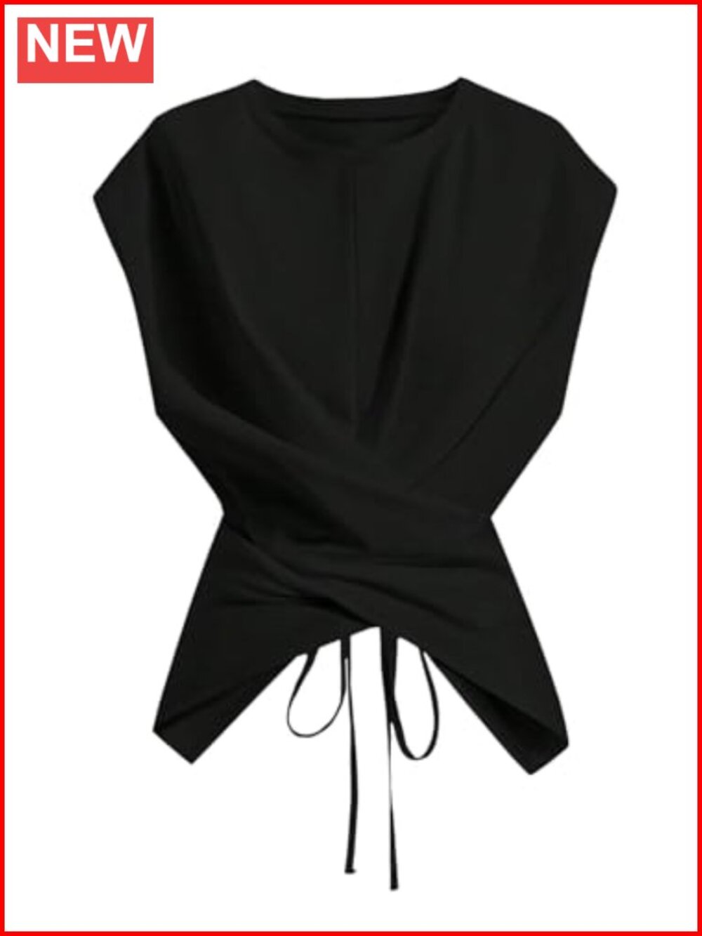 Plus Size Wrap Top Tie Back Cinched Waist Cap Sleeve T-Shirt